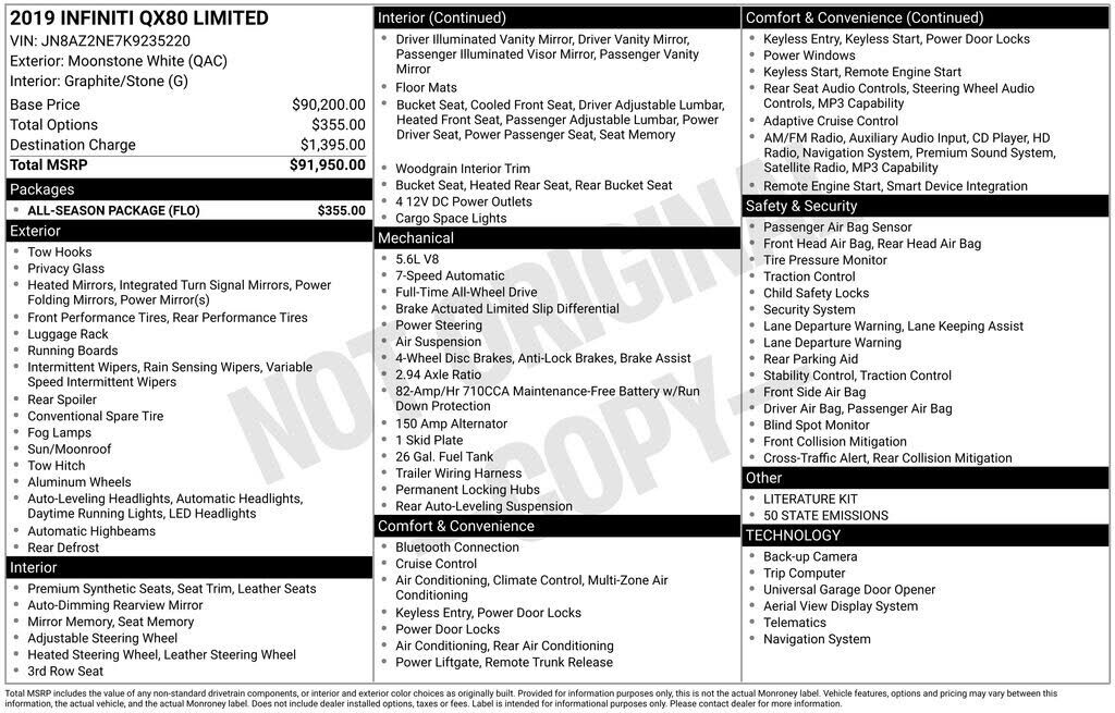 2019 INFINITI QX80