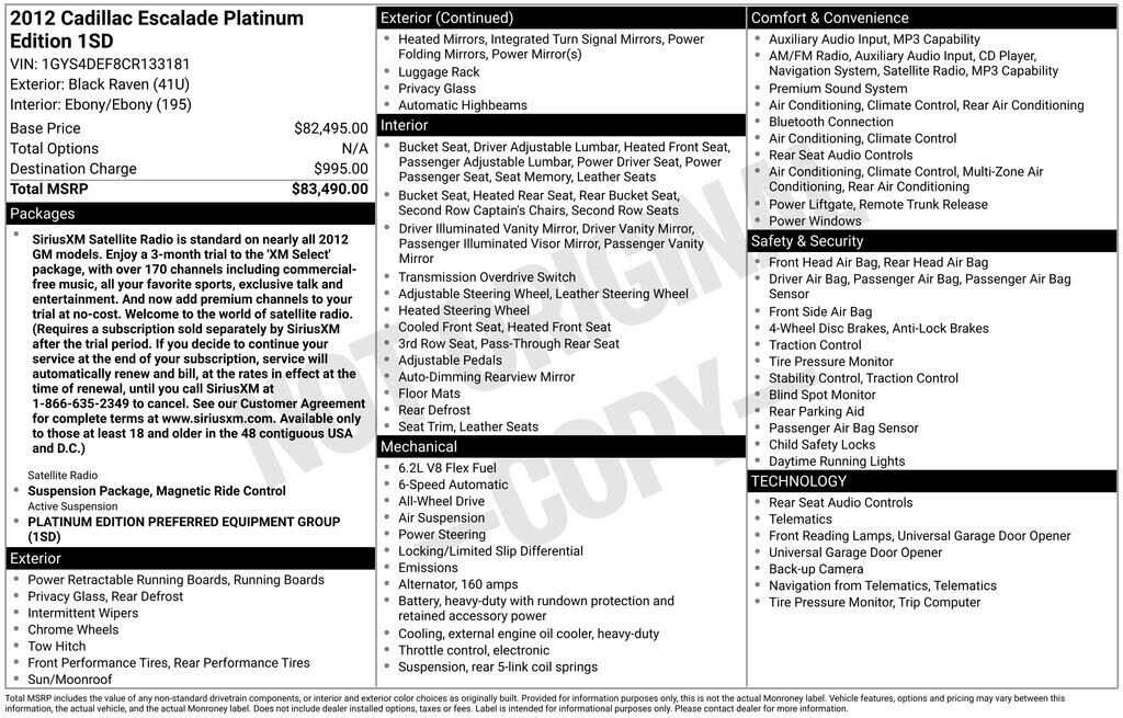 2012 CADILLAC Escalade