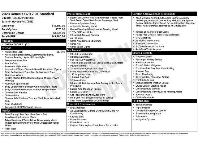 2023 GENESIS G70
