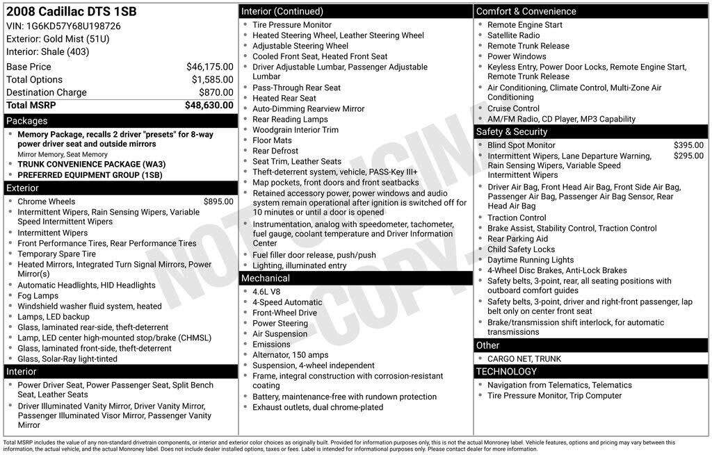 2008 CADILLAC DTS
