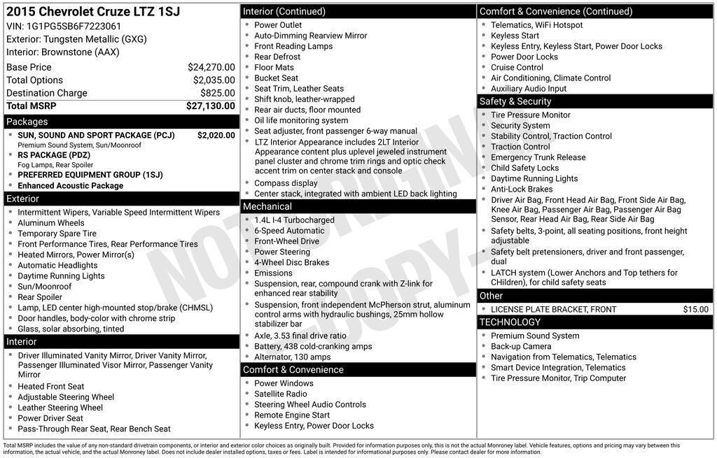2015 CHEVROLET Cruze