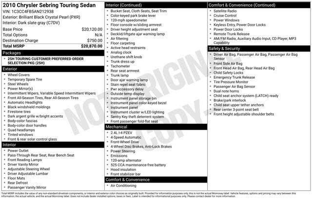 2010 CHRYSLER Sebring