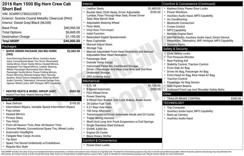 2016 RAM 1500