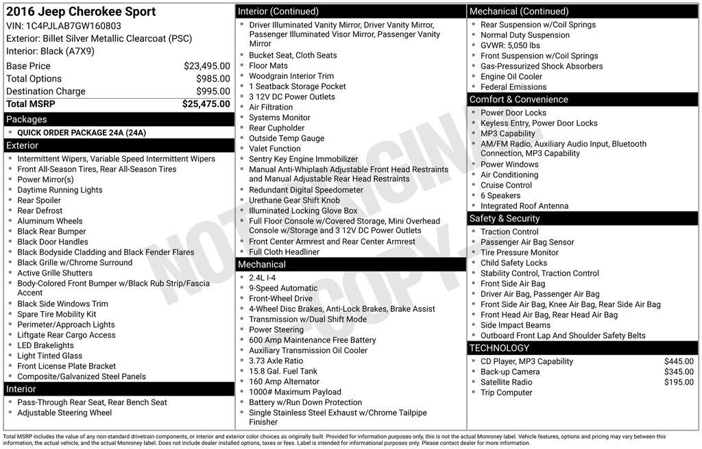 2016 JEEP Cherokee