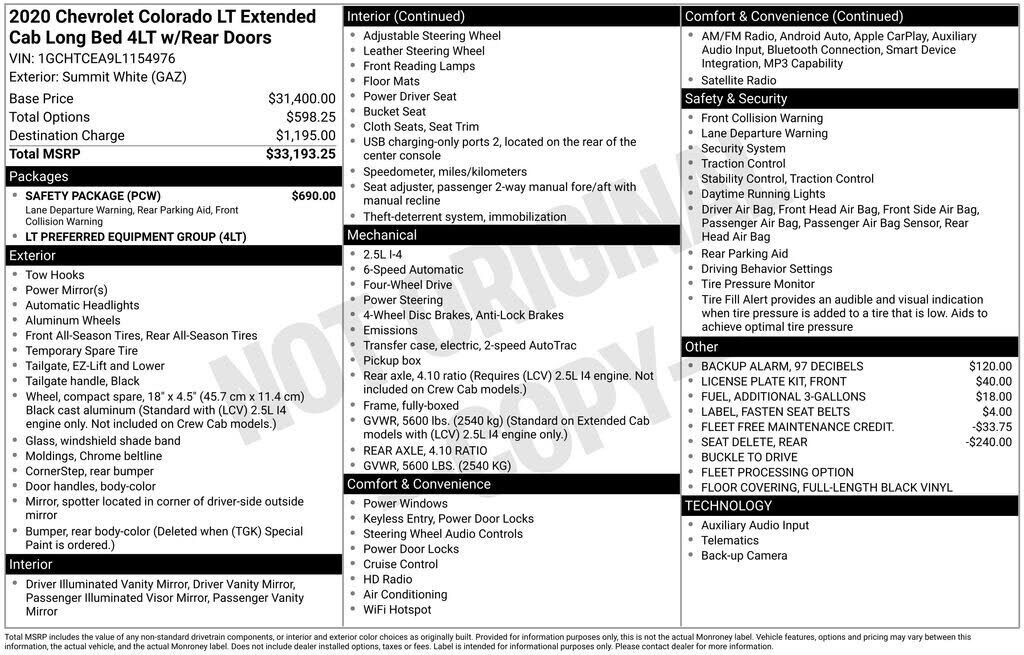 2020 CHEVROLET Colorado