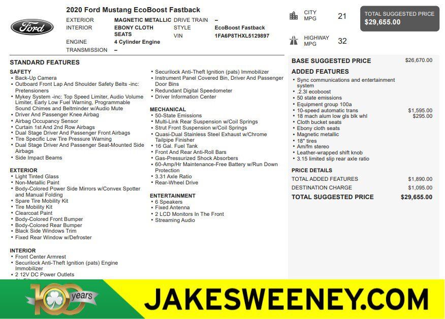 2020 FORD Mustang