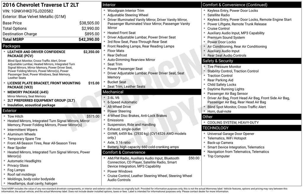 2016 CHEVROLET Traverse