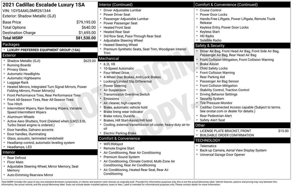 2021 CADILLAC Escalade
