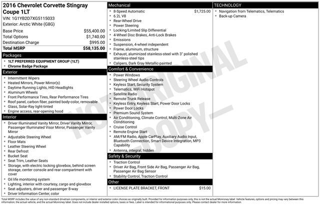 2016 CHEVROLET Corvette