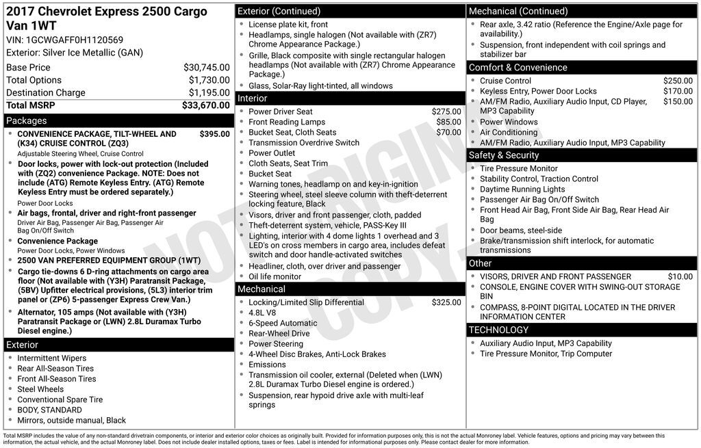 2017 CHEVROLET Express