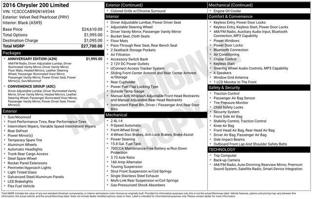 2016 CHRYSLER 200