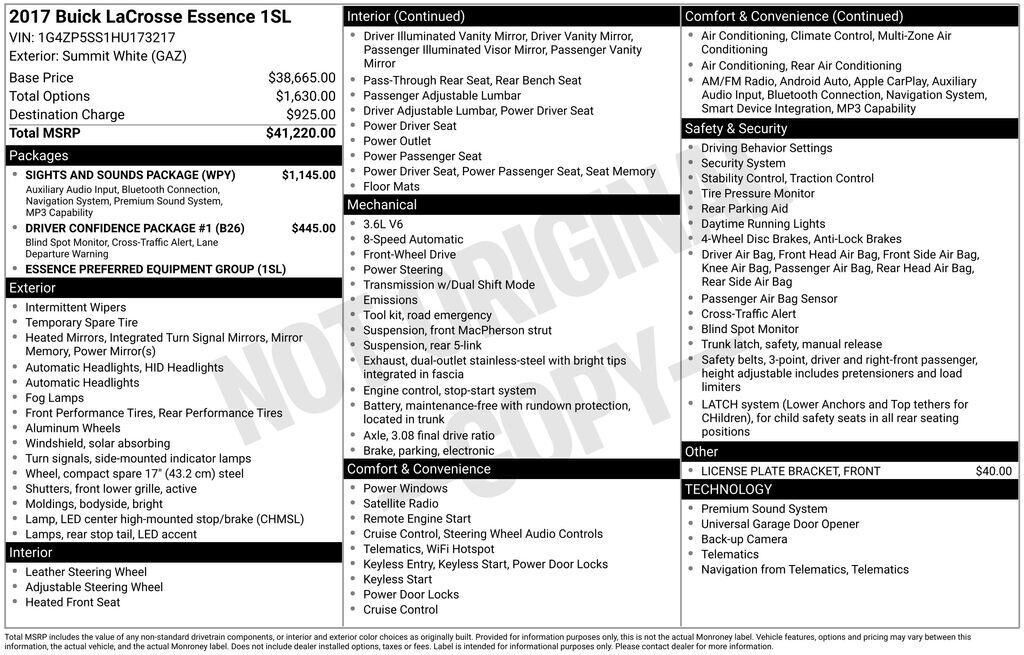 2017 BUICK LaCrosse