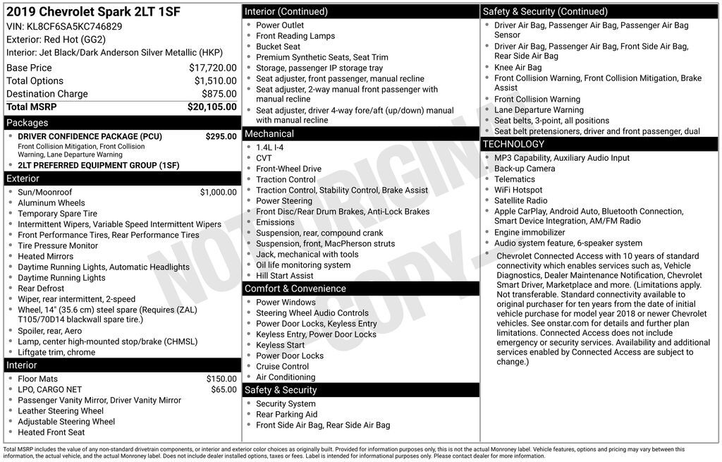 2019 CHEVROLET Spark