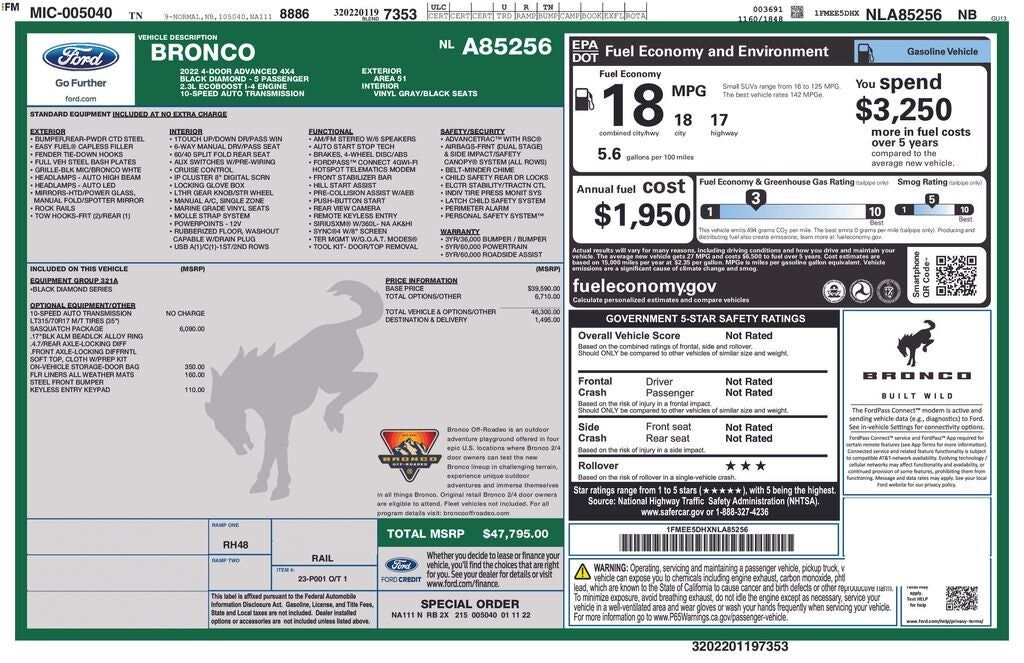 2022 FORD Bronco