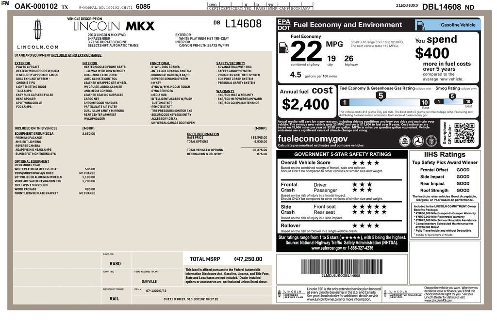 2013 LINCOLN MKX