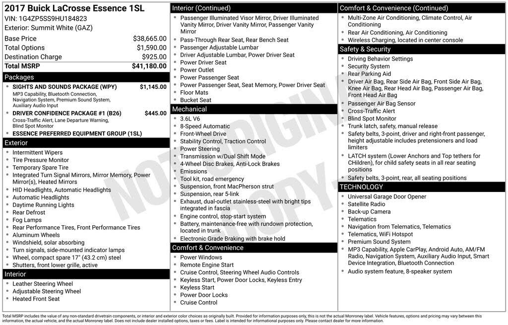 2017 BUICK LaCrosse