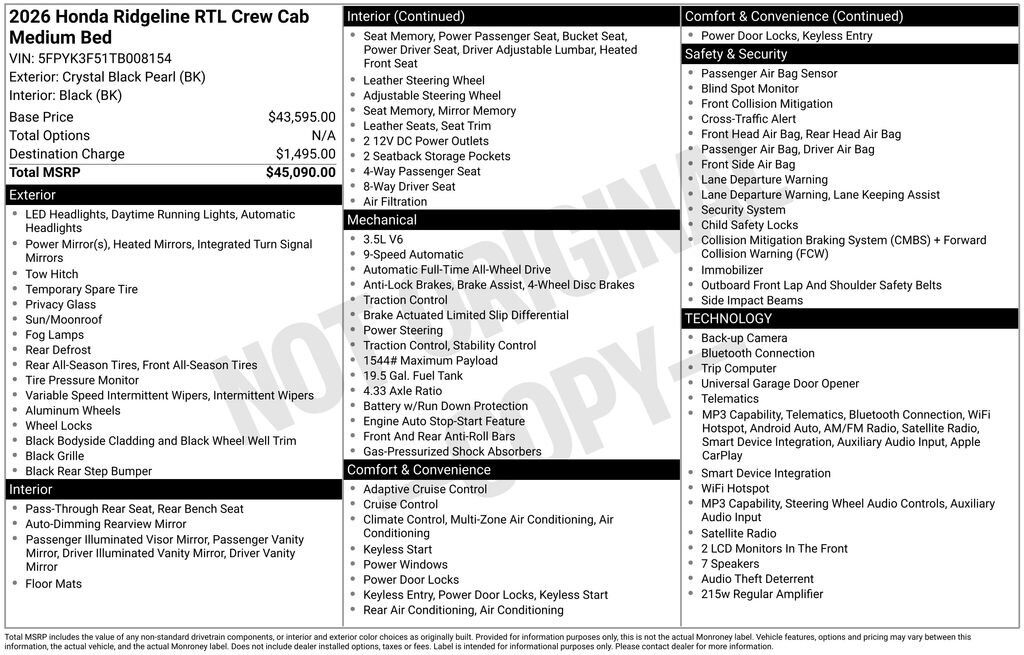 2026 HONDA Ridgeline
