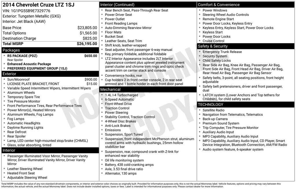 2014 CHEVROLET Cruze
