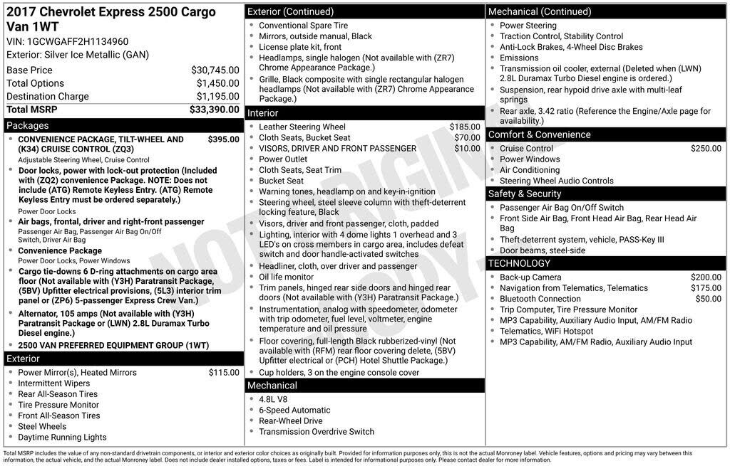 2017 CHEVROLET Express