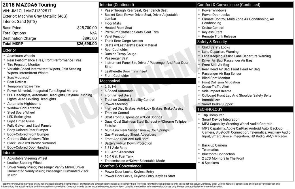 2018 MAZDA Mazda6