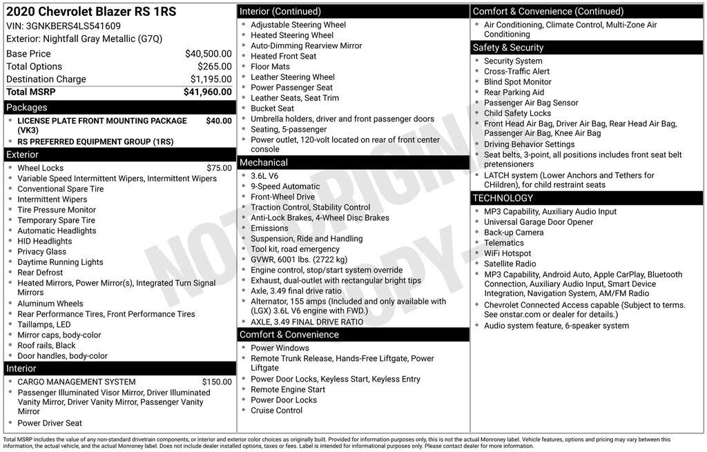 2020 CHEVROLET Blazer