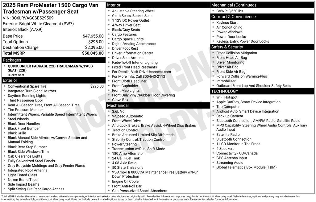 2025 RAM Promaster 1500
