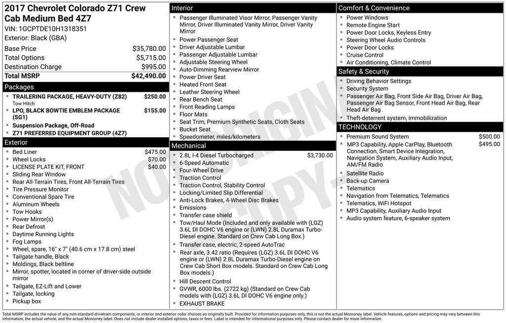 2017 CHEVROLET Colorado