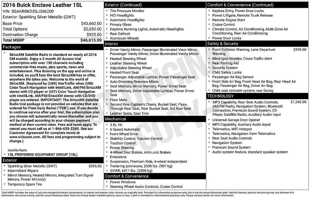 2016 BUICK Enclave
