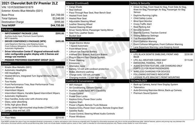 2021 CHEVROLET Bolt EV