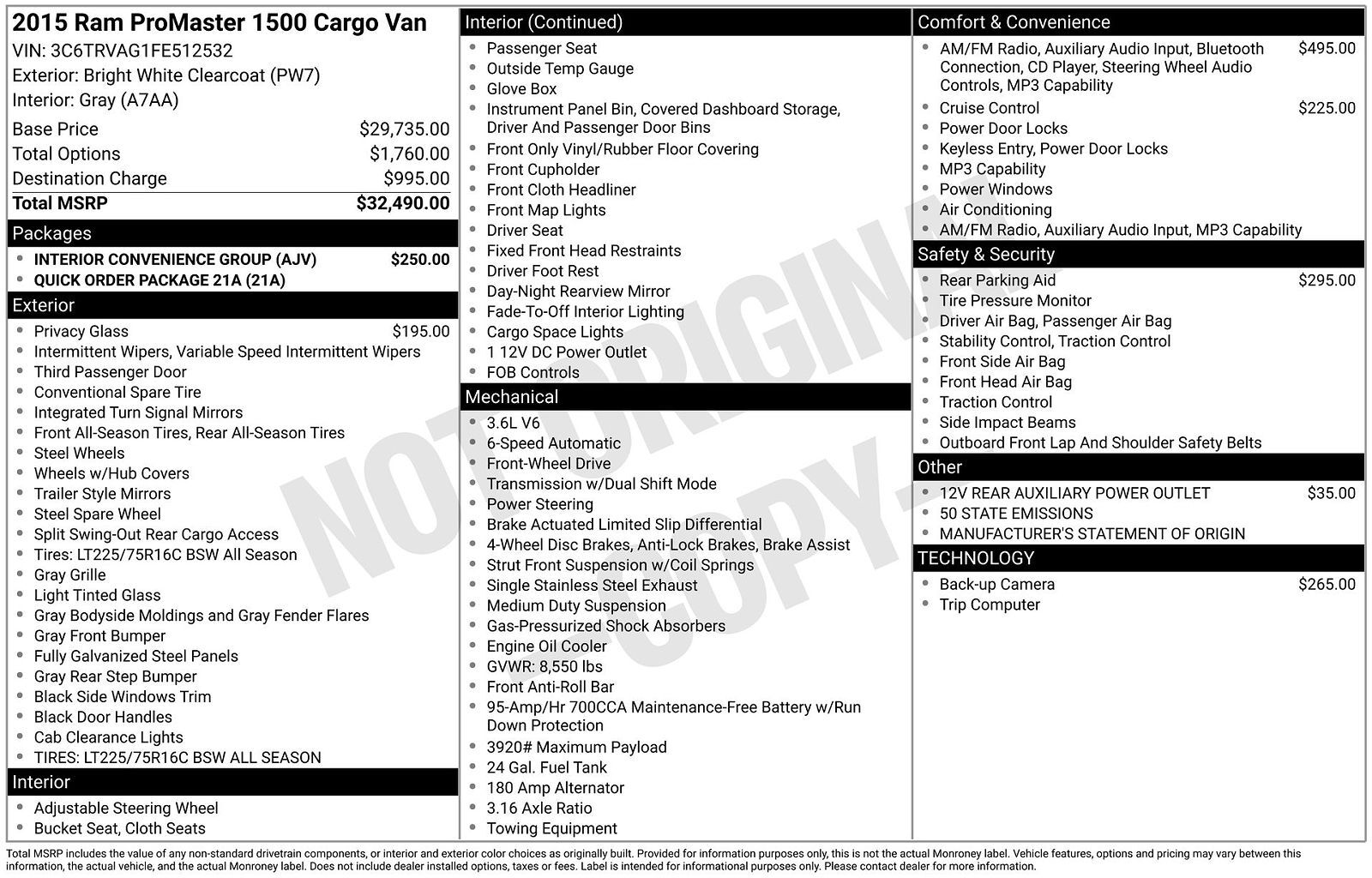 2015 RAM Promaster 1500