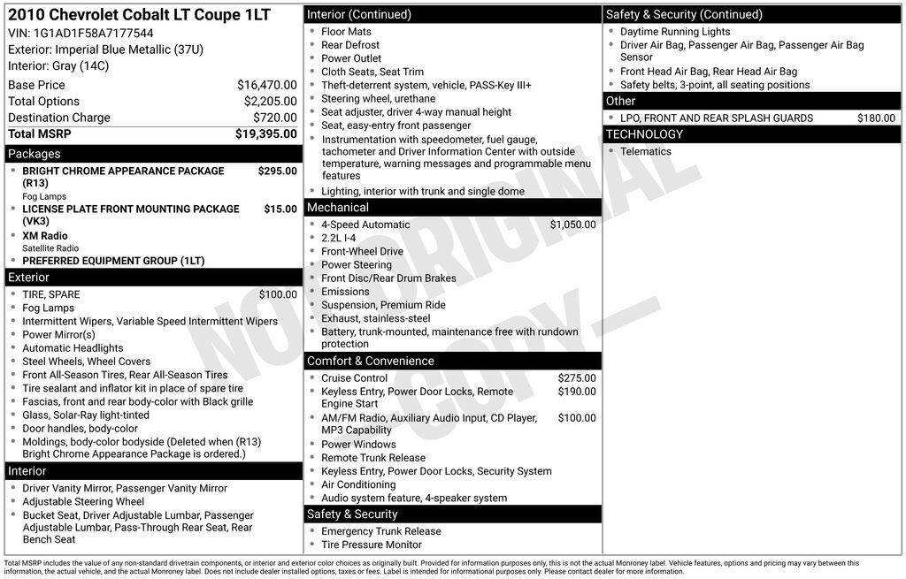 2010 CHEVROLET Cobalt