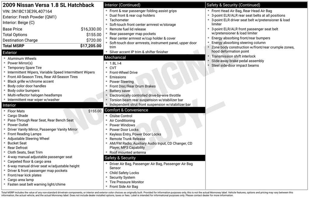 2009 NISSAN Versa