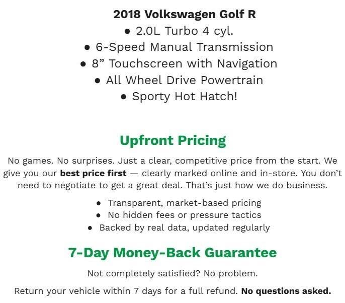 2018 VOLKSWAGEN Golf R