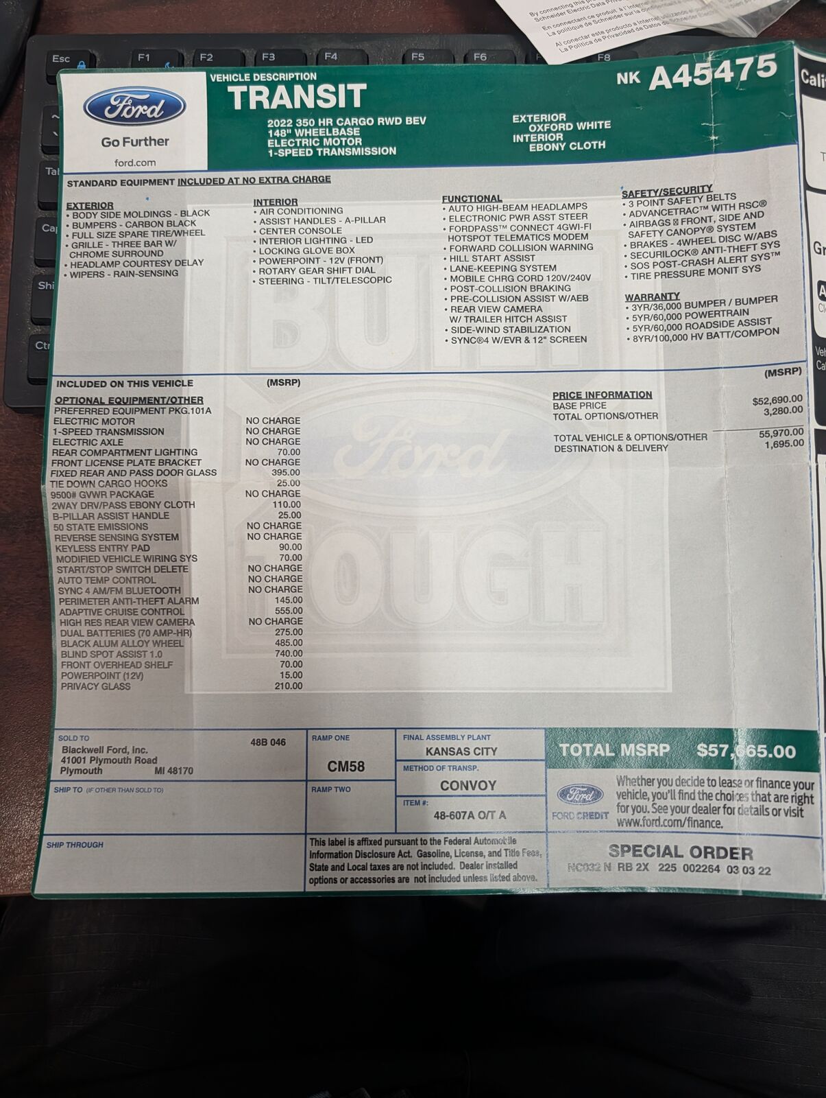2022 FORD Transit