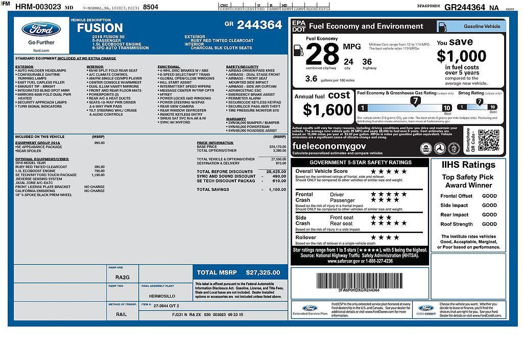 2016 FORD Fusion