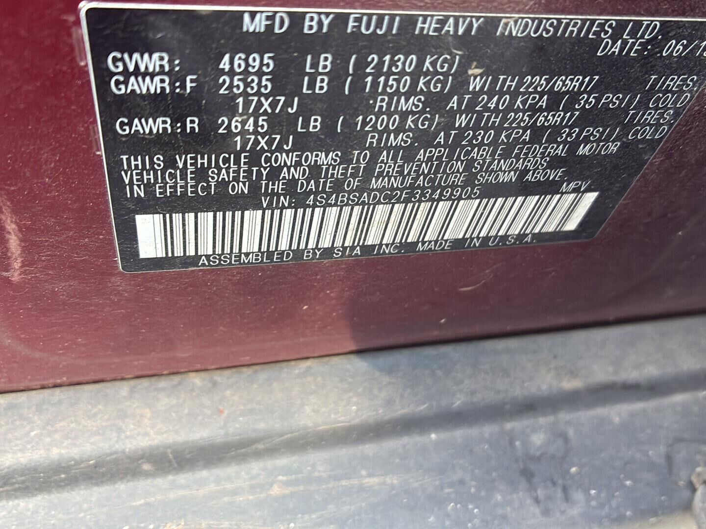 2015 SUBARU Outback