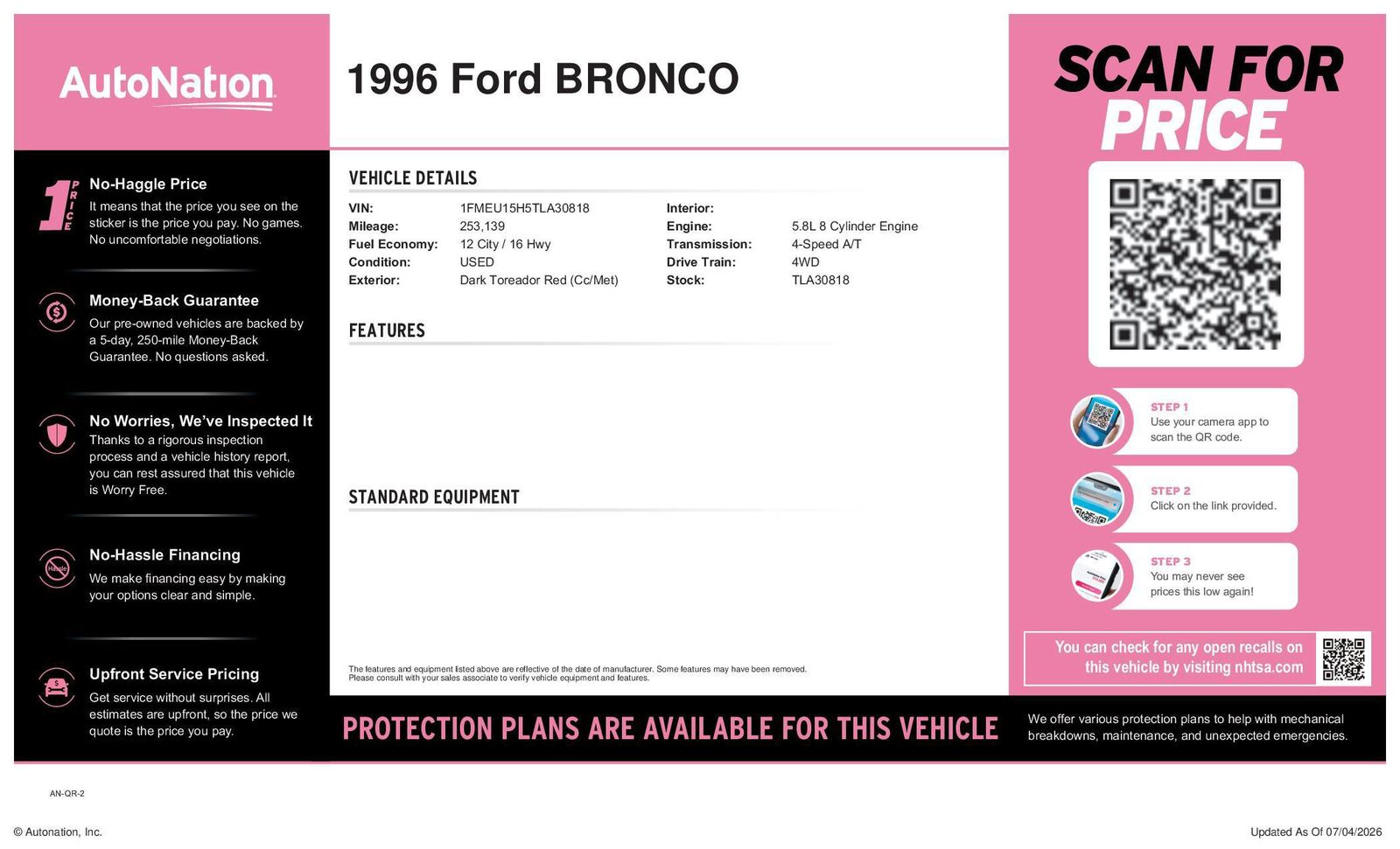 1996 FORD Bronco