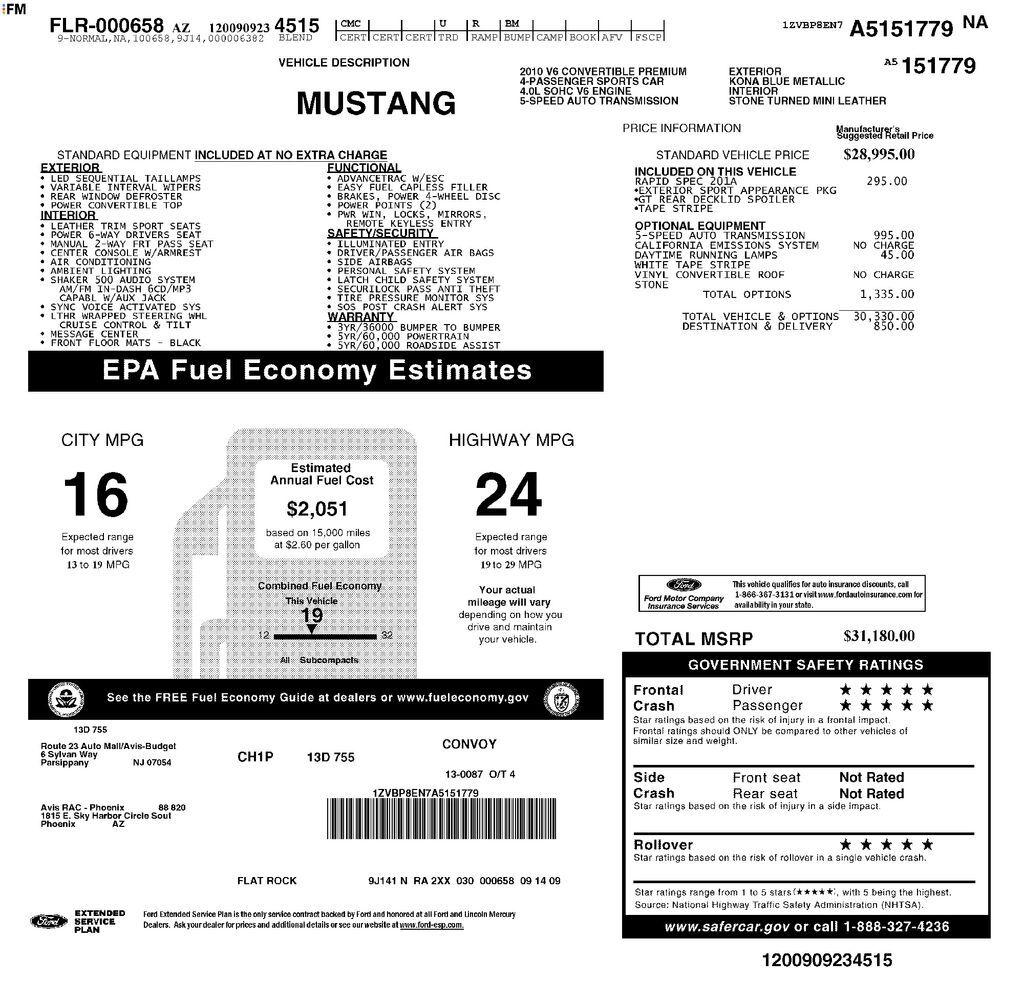 2010 FORD Mustang