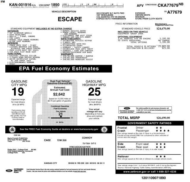 2012 FORD Escape