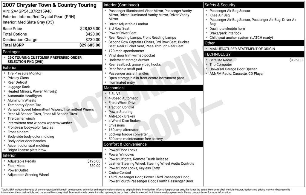 2007 CHRYSLER Town and Country