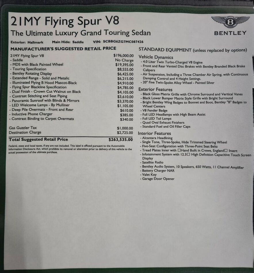 2021 BENTLEY Flying Spur
