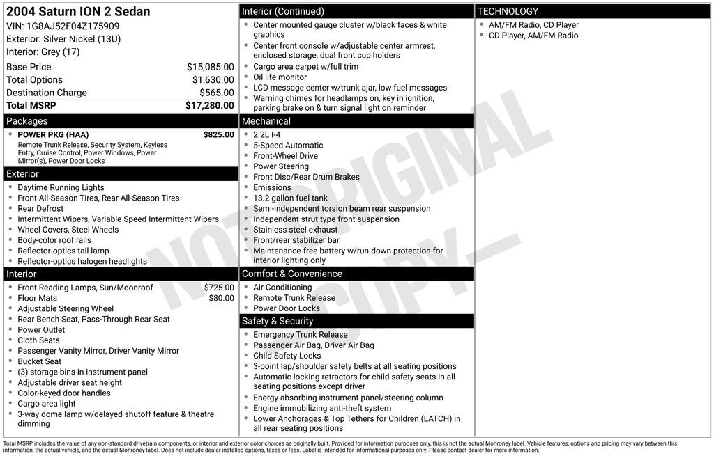 2004 SATURN Ion