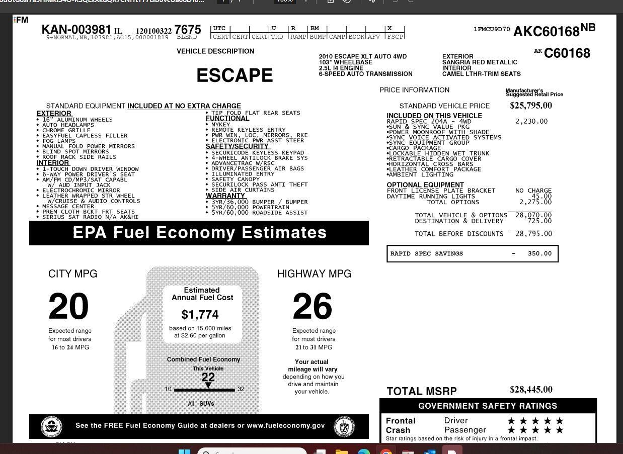 2010 FORD Escape