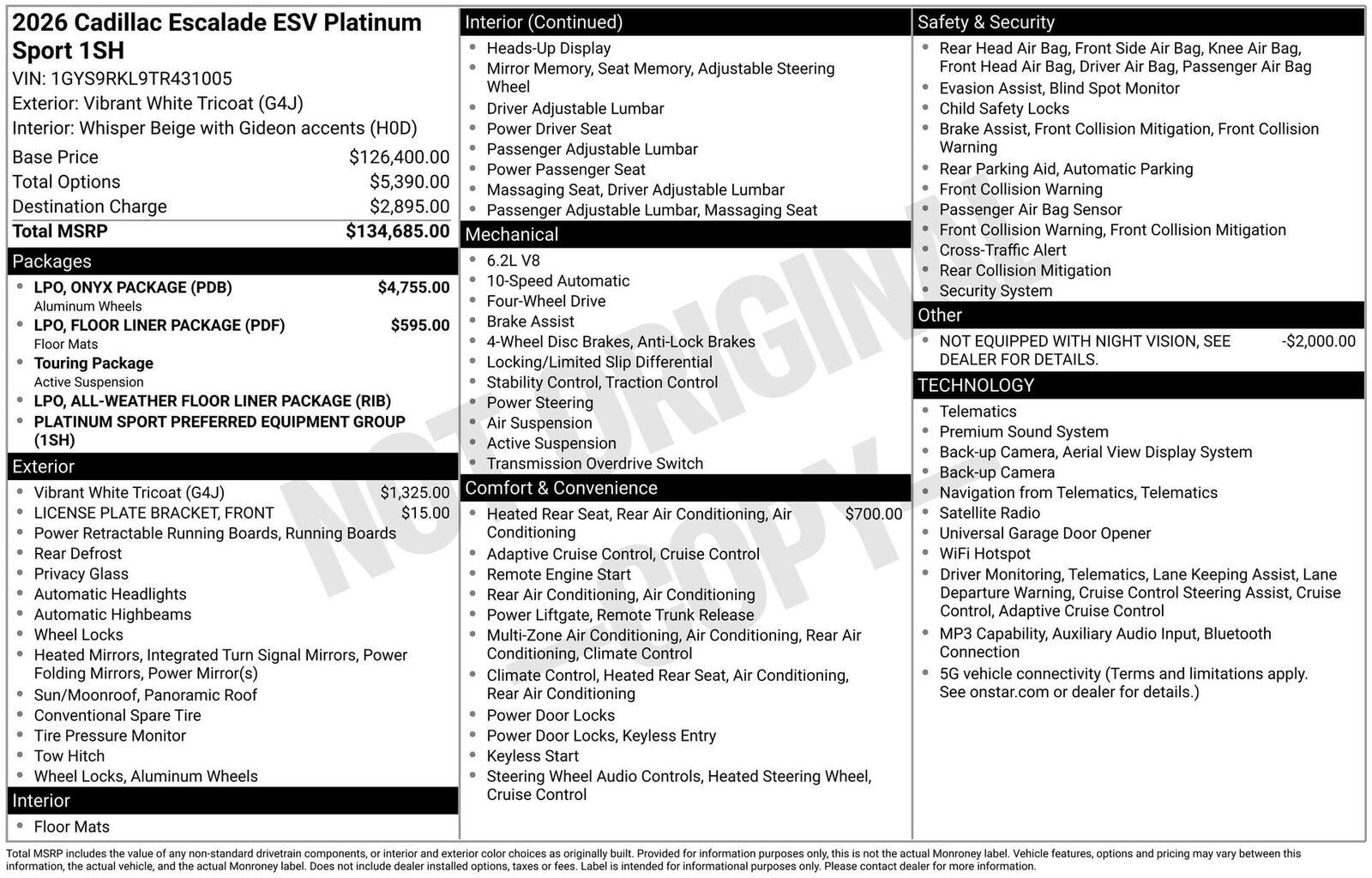 2026 CADILLAC Escalade ESV