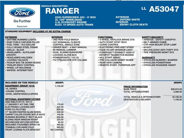 2020 FORD Ranger