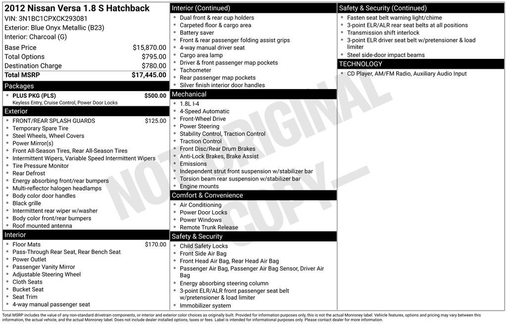 2012 NISSAN Versa