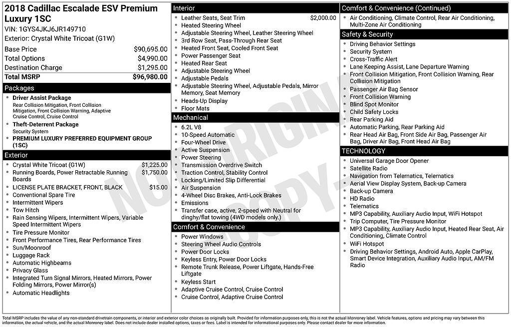 2018 CADILLAC Escalade ESV