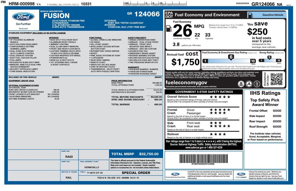 2016 FORD Fusion