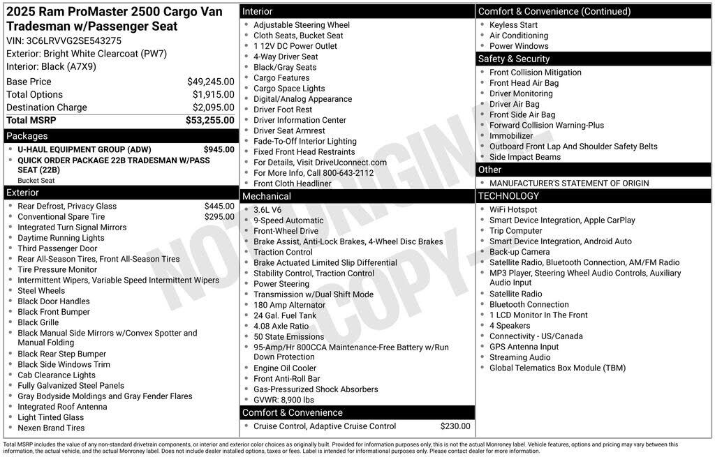 2025 RAM Promaster 2500