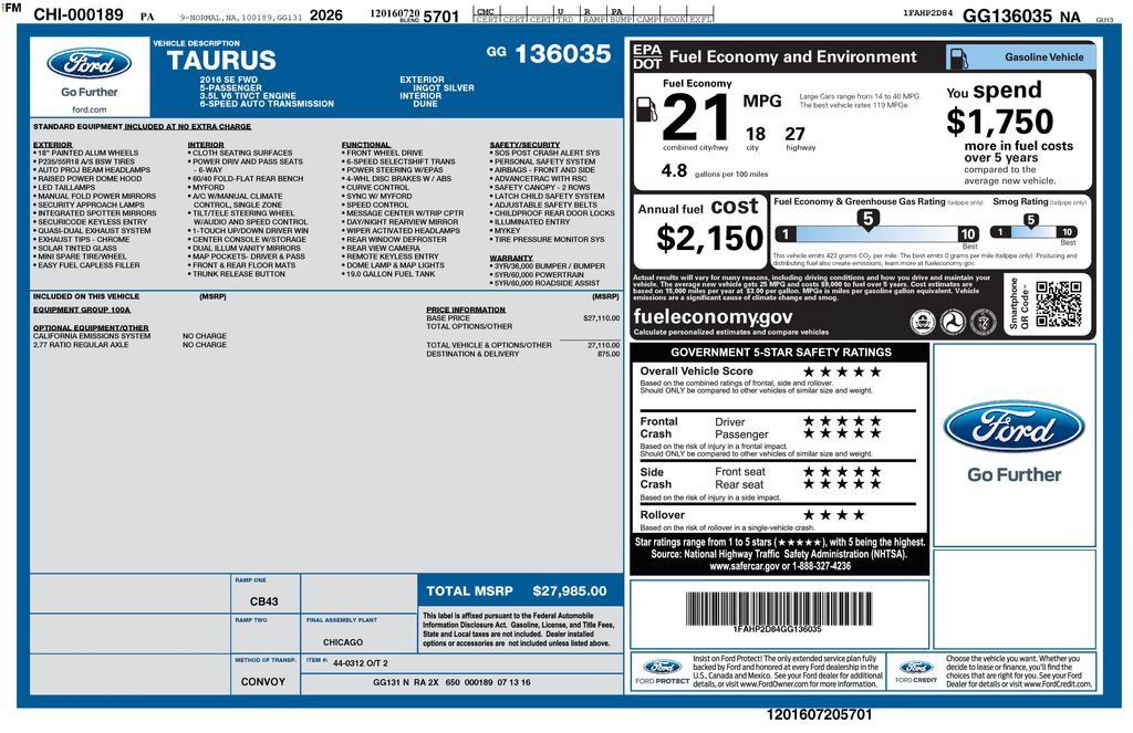 2016 FORD Taurus